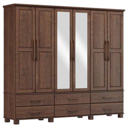 Guarda Roupa Bipartido 6 Portas 6 Gavetas Ouro Café - Fn - 1