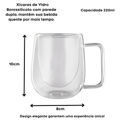 Jogo de Xícaras de Café de Vidro Borossilicato Coffee Time Parede Dupla Conjunto Caneca Café Chá 220 - 4