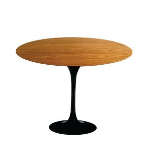 Mesa de Jantar Saarinen Tulipa Redonda - 107 Cm - Madeira Freijo - Base Preta