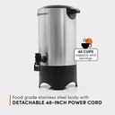 Ver imagem 5 de Elite Gourmet Cafeteira Elétrica de 40 Xícaras com Dispensador Duplo (inox)