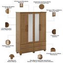 Ver imagem 6 de Guarda Roupa Solteiro Zahav F06 4 Portas de Bater 4 Gavetas Madeira Maciça Freijó Lyam Decor