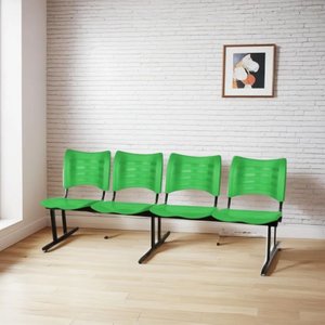 Cadeira Longarina para Recepção Iso 4 Lugares em Polipropileno Verde
