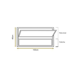 Vitro Basculante Preto 40x100 Linha Esmeralda Vidro Liso - 2