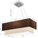 Ver imagem 2 de Lustre Pendente Retangular Vivare Md-4138 Cúpula em Tecido 70x30cm X 60x25cm - Bivolt Café-linho-