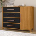 Ver imagem 1 de Cômoda com 1 Porta e 4 Gavetas 136cm Multimóveis CR35667 Madeirado/Preto