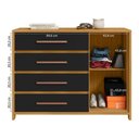Ver mais imagens de Cômoda com 1 Porta e 4 Gavetas 136cm Multimóveis CR35667 Madeirado/Preto