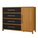 Ver imagem 2 de Cômoda com 1 Porta e 4 Gavetas 136cm Multimóveis CR35667 Madeirado/Preto