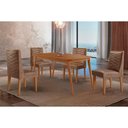 Ver imagem 1 de Conjunto: Mesa de Cozinha Havana C/ Tampo Madeirado Canto Curvo 120x80cm e 4 Cadeiras Dafne Naturale