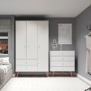 Ver imagem 1 de Kit Completo para Quarto Guarda-roupa e Cômoda Retrô Mdp Branco Menu Móveis