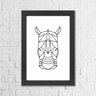 Quadro Decorativo Rinoceronte Geométrico Para Sala e Para Quarto Com Moldura 24x34cm - 1