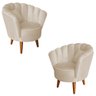 Kit 2 Poltronas Infantis Decorativa Sala de Estar Pétala Veludo Off White - 1