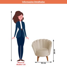 Kit 2 Poltronas Infantis Decorativa Sala de Estar Pétala Veludo Off White - 5