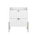 Ver imagem 3 de 2 Mesas de Cabeceira com Gaveta Branco Madeira Mdf Pés Aço Champagne