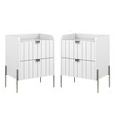 Ver imagem 1 de 2 Mesas de Cabeceira com Gaveta Branco Madeira Mdf Pés Aço Champagne