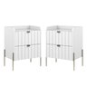 2 Mesas de Cabeceira com Gaveta Branco Madeira Mdf Pés Aço Champagne - 1
