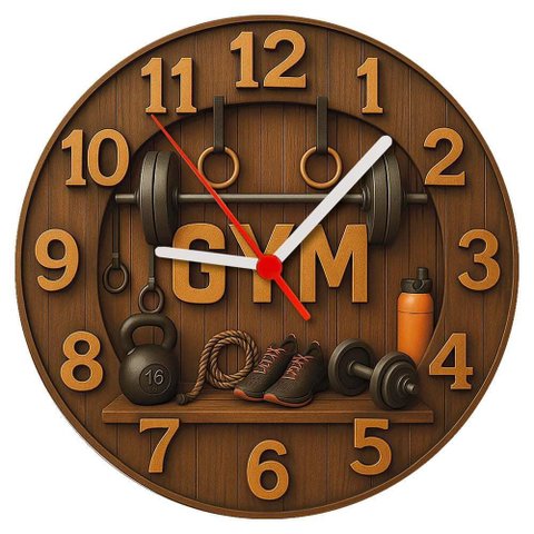 Relógio de Parede - Academia Gym-efeito 3d -25x25x2cm