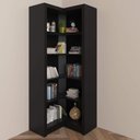 Ver imagem 6 de Kit Estante de Canto e Armário 2 Portas Preto Mdp Escritório Consultório Sala de Estar
