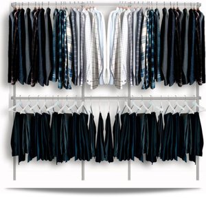 Arara cabideiro aramado trilho parede closet loja suspenso Br 2,50 m