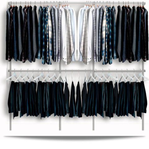 Arara cabideiro aramado trilho parede closet loja suspenso Br 2,50 m