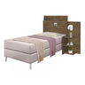 Cabeceira para Cama Box Solteiro Moderna Marrom com Mesa Lateral 3 Prateleiras Espaçosa Ao - 3