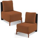 Ver imagem 1 de Kit 02 Poltronas Decorativas Sala Estar Living Hungria L02 Couríssimo Preto Bouclê Terracota -