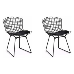 Kit 2 Cadeiras Bertoia Preta com Assento Preto - 1
