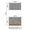 Ver imagem 3 de Cozinha Compacta Madesa Agata 120001 com Armário e Balcão (Sem Tampo e Pia) Rustic/Cinza Cor:Rustic 