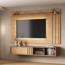 Ver imagem 1 de Conjunto Rack e Painel de TV Cedro Linea 160cm MDP com Porta Correr Marrom Móveis Carraro