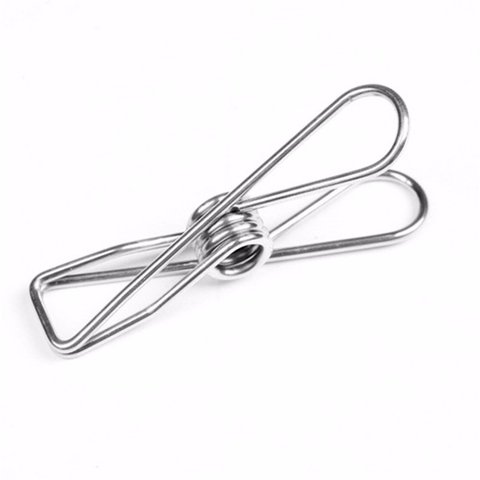 Kit 40 Prendedores Roupas Clips Inox Para Varal e Alimentos:Cromado