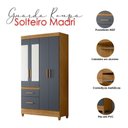 Ver imagem 4 de Guarda Roupa Solteiro Ambiente Madri 4 Portas Freijó Cinza com Espelho - Moval