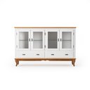 Ver imagem 6 de Balcão Buffet Aparador 4 Portas 2 Gavetas Prateleiras Vidro Clássico Ecomem Branco - Imbuia
