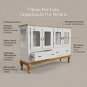 Ver imagem 2 de Balcão Buffet Aparador 4 Portas 2 Gavetas Prateleiras Vidro Clássico Ecomem Branco - Imbuia
