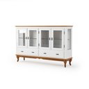 Ver imagem 5 de Balcão Buffet Aparador 4 Portas 2 Gavetas Prateleiras Vidro Clássico Ecomem Branco - Imbuia