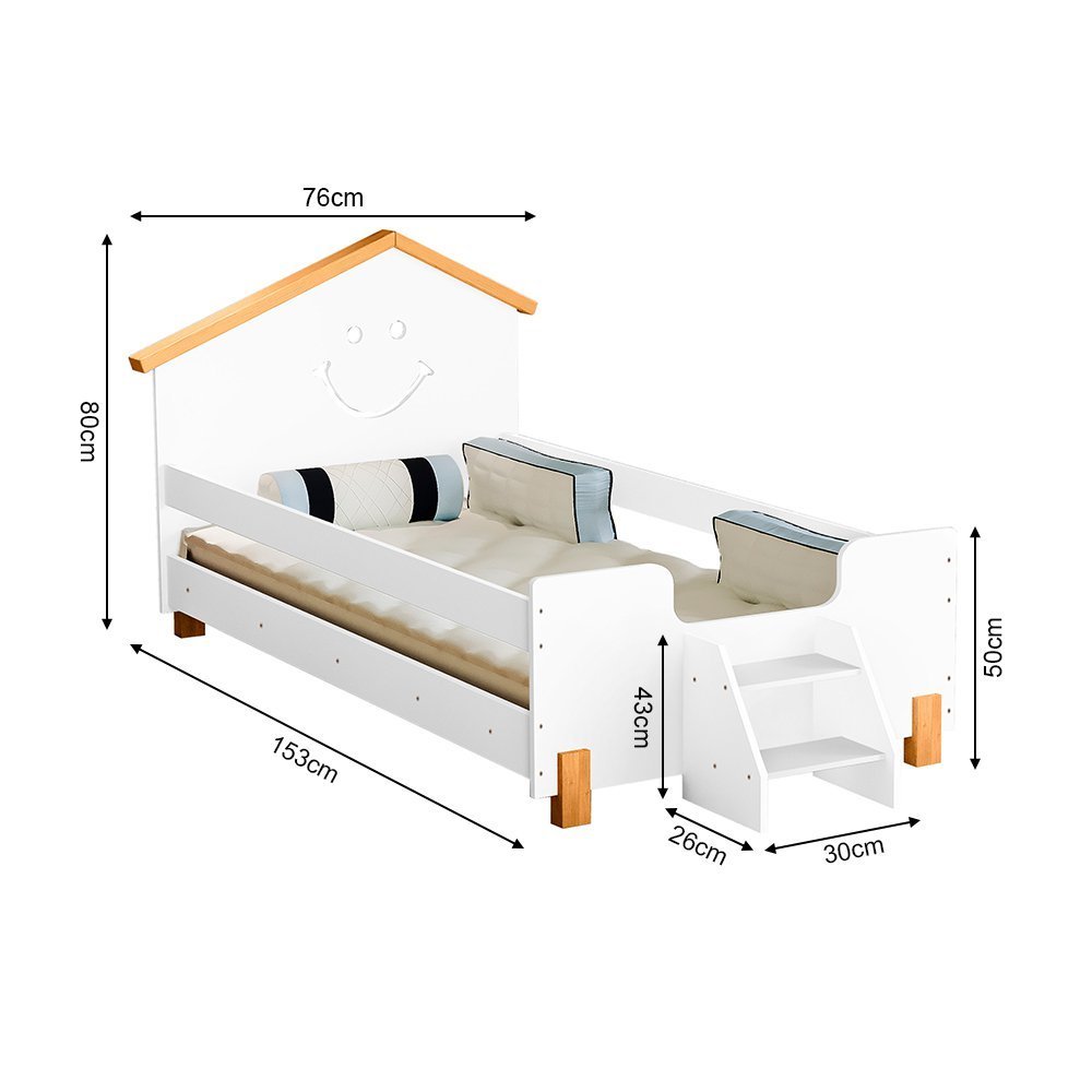 Cama Infantil com Colchão Juvenil Alegra Incluso Luminária Led - Branca/amêndoa - 3