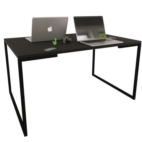 Mesa de Escritório Base Metal Preta Tampo Preto 120 Cm House