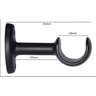 Suporte Varão Cortina Simples 28Mm Preto Em Aluminio Maciço - 3