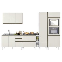 Cozinha Modulada Kali Premium 6 Peças Branco/off White com Torre Quente - Nicioli - 1 Cozinha Modulada Kali Premium 6 Peças Branco/off White com Torre Quente - Nicioli - 1