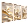 Kit com 3 Quadros Decorativos 30x50 cm Floral Vibrante  Moldura Retangular com 2cm  largura Natural - 2
