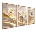 Ver imagem 2 de Kit com 3 Quadros Decorativos 30x50 cm Floral Vibrante Moldura Retangular com 2cm largura Natural