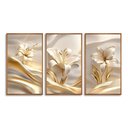 Ver imagem 3 de Kit com 3 Quadros Decorativos 30x50 cm Floral Vibrante Moldura Retangular com 2cm largura Natural