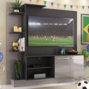 Ver imagem 1 de Estante Com Painel Tv 55" E 2 Portas França Multimóveis Br2473 Preto/Lacca Fumê