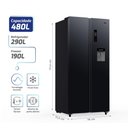 Ver imagem 3 de Geladeira Side By Side Frost Free 480 L Hq Inverter com Dispenser de Água Preta Hq-480SBSWD
