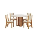 Ver imagem 3 de Conjunto Mesa de Jantar Redonda com 4 Cadeiras Mel/Blonde/Bege