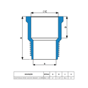 Ver imagem 3 de 20 Unidades Adaptador Bolsa Roscável Macho Irrigação Lf 50mm X 1.1/2'' Cor Azul Durín
