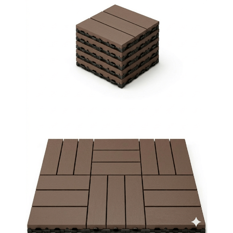 Kit 12 Deck Modular Plástico 30x30 Quintal Piscina Box Madeira Liso