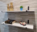Ver imagem 3 de Kit 2 Prateleiras Branca 100% Mdf 80x20 C Suporte Invertido