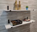 Ver imagem 1 de Kit 2 Prateleiras Branca 100% Mdf 80x20 C Suporte Invertido