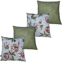 Ver imagem 1 de Kit 4 Capas de Almofada Impermeável Estampa Digital 100% Algodão Flor Rosa Verde Riscado 43CMX43CM