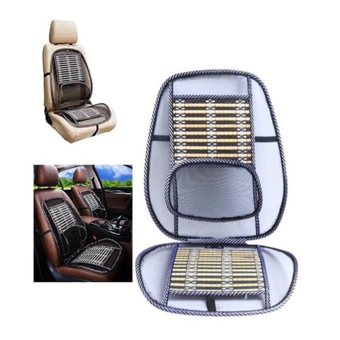 Encosto Lombar Suporte Coluna Cadeira Carro Escritório Tela Mesh Almofada Bege Bambu Kokeshi 43cm