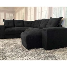 Sofá de Canto Varias Cores Confortavel Almofadas Soltas Cor:Preto - 5